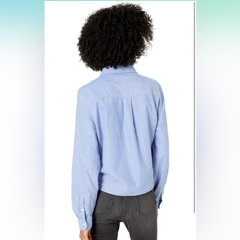 Blue Collared Button Down, Tie Front Top - image 4